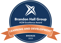 Navy blue Bronze Brandon Hall Group 2023 Excellence Award won by ExperiencePoint